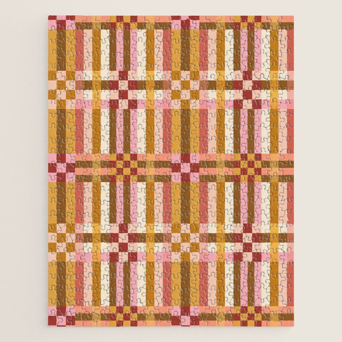 Woven Checks and Stripes - Harvest Gold Jigsaw Puzzle Gallery Image 1