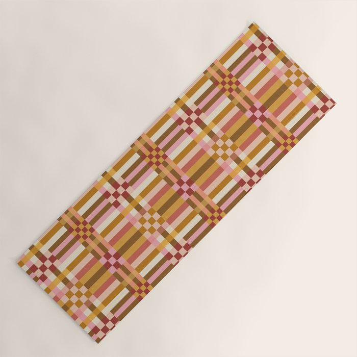 Woven Checks and Stripes - Harvest Gold Yoga Mat Gallery Image 1