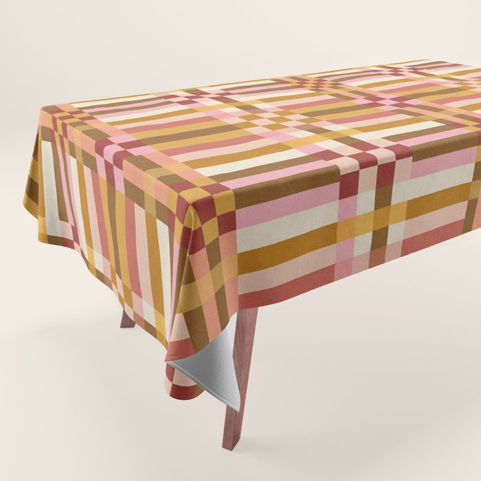 Woven Checks and Stripes - Harvest Gold Tablecloth Gallery Image 1