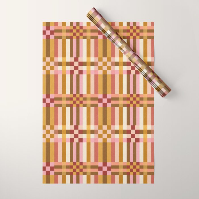Woven Checks and Stripes - Harvest Gold Wrapping Paper Gallery Image 1