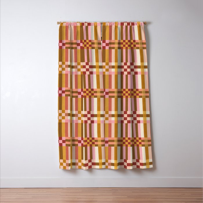 Woven Checks and Stripes - Harvest Gold Window Curtain Gallery Image 3
