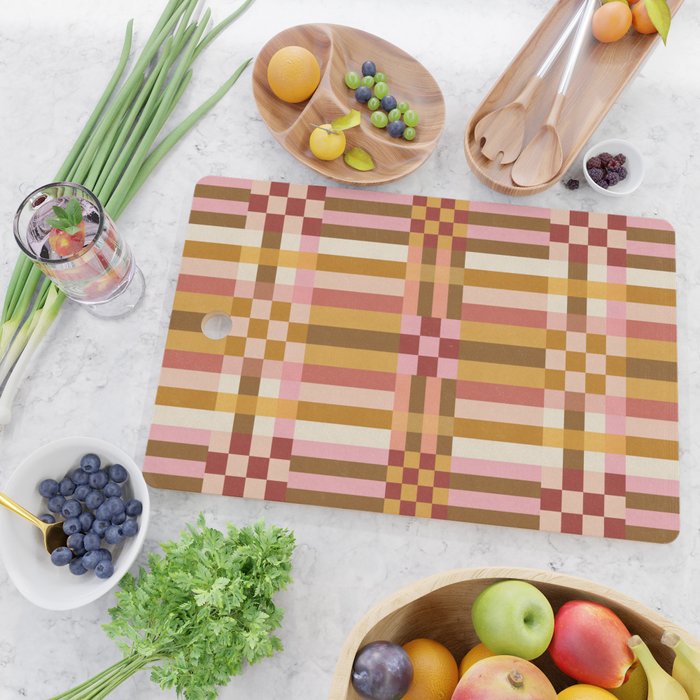 Woven Checks and Stripes - Harvest Gold Cutting Board Gallery Image 2