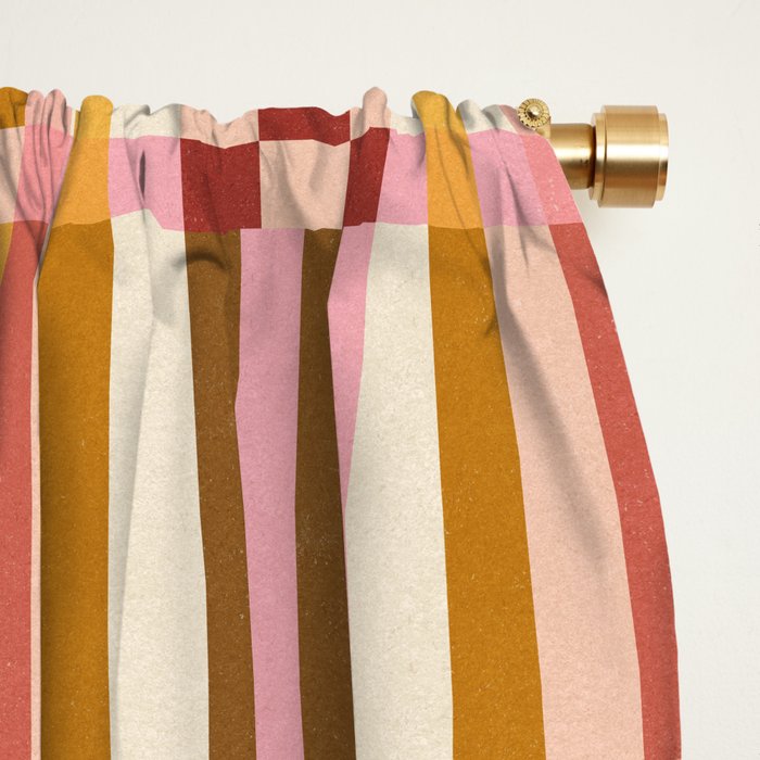 Woven Checks and Stripes - Harvest Gold Window Curtain Gallery Image 2