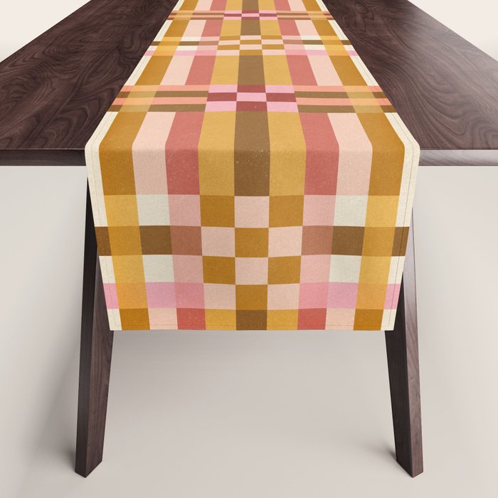 Woven Checks and Stripes - Harvest Gold Table Runner Gallery Image 1
