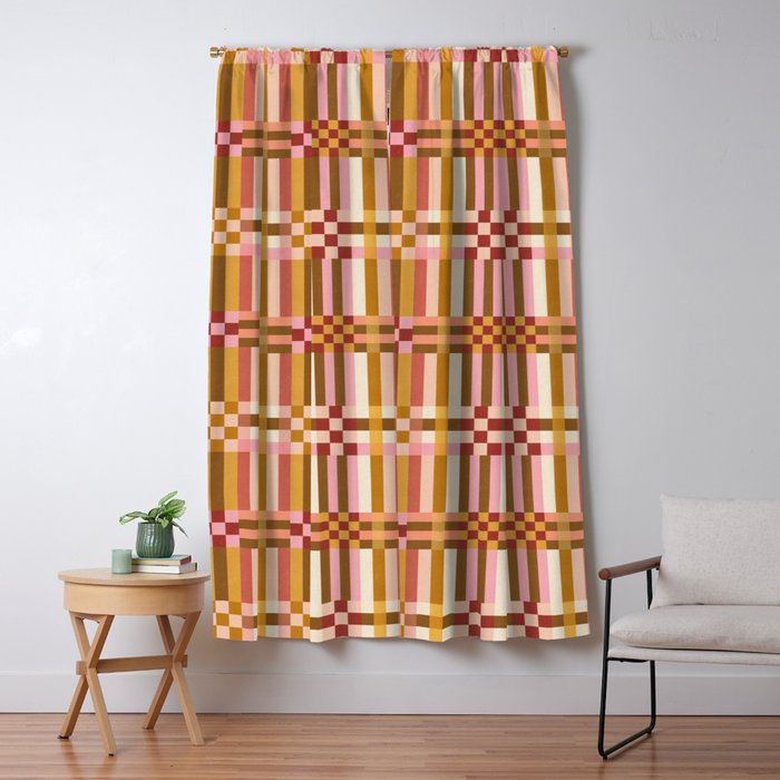 Woven Checks and Stripes - Harvest Gold Window Curtain Gallery Image 5