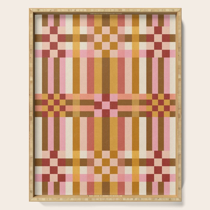 Woven Checks and Stripes - Harvest Gold Serving Tray Gallery Image 1