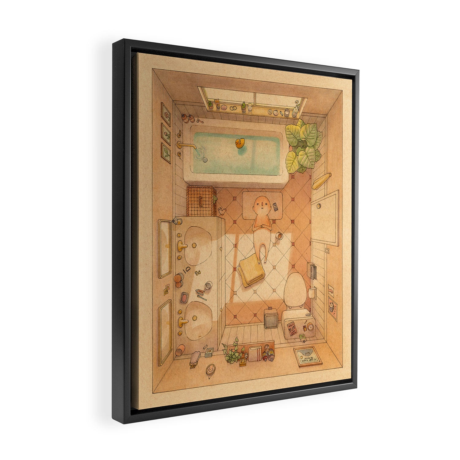 Afternoon Bath  Framed Canvas Print Gallery Image 2
