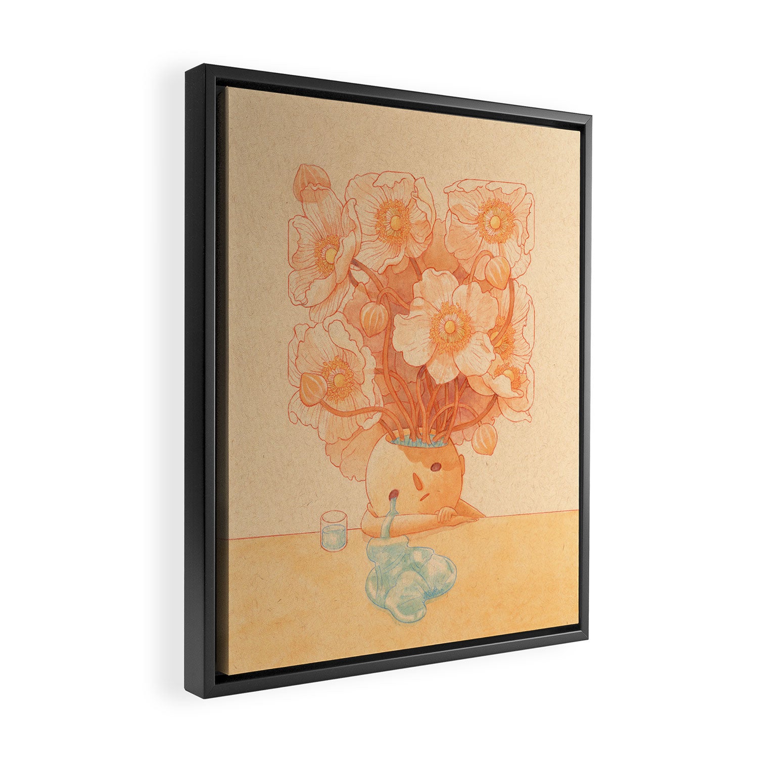 Anemone in Orange Framed Canvas Print Gallery Image 2