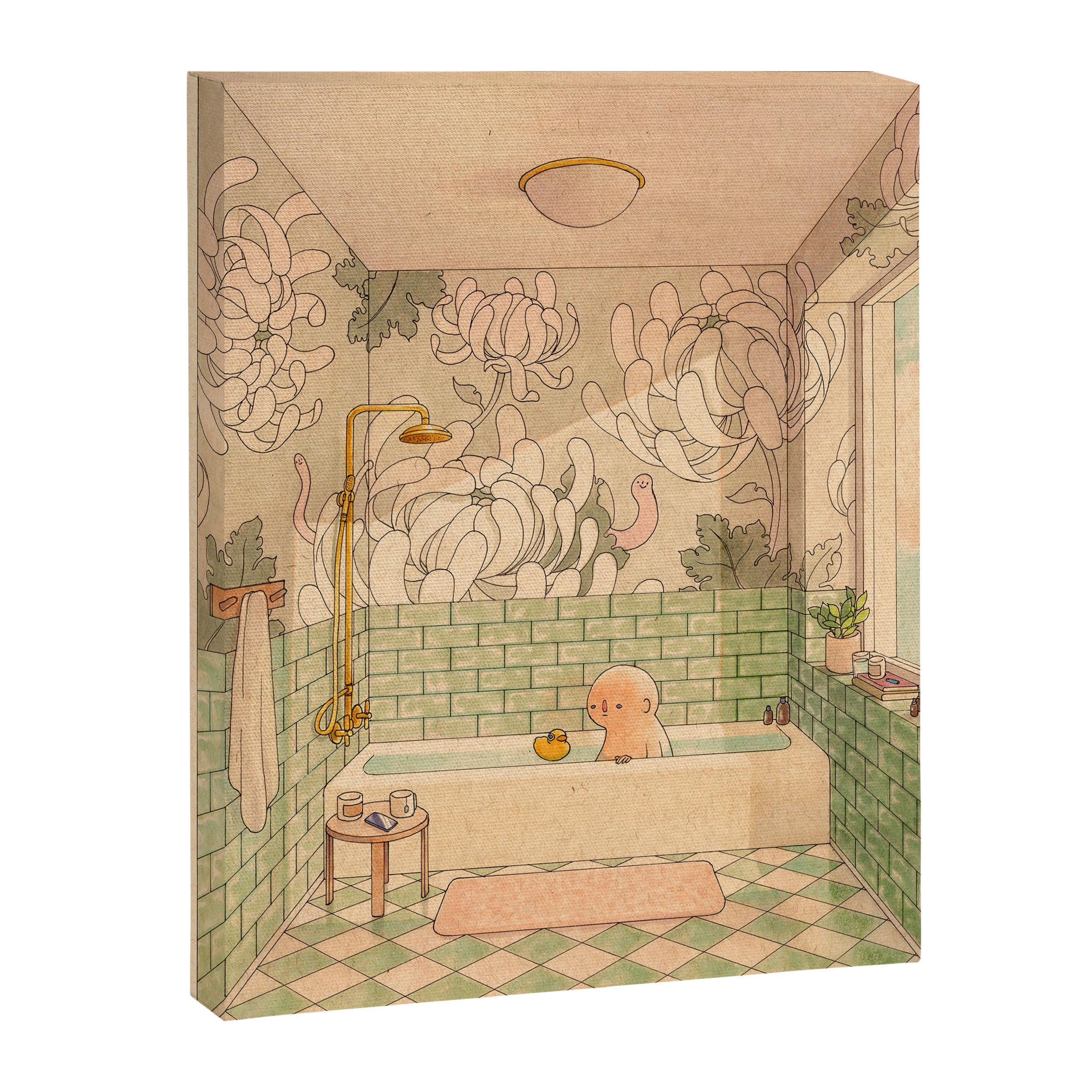 Bath in Green Canvas Print Gallery Image 6