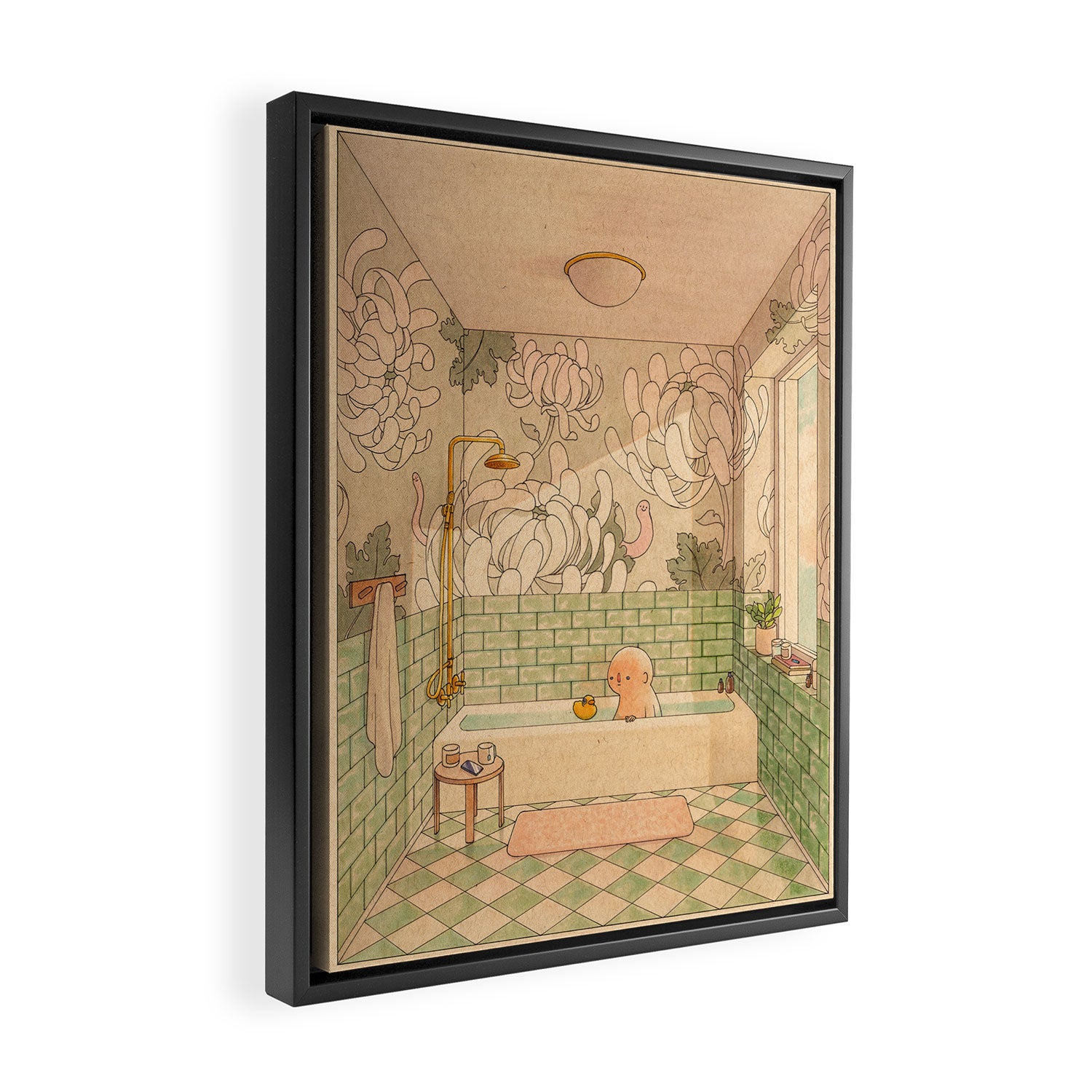 Bath in Green Framed Canvas Print Gallery Image 2