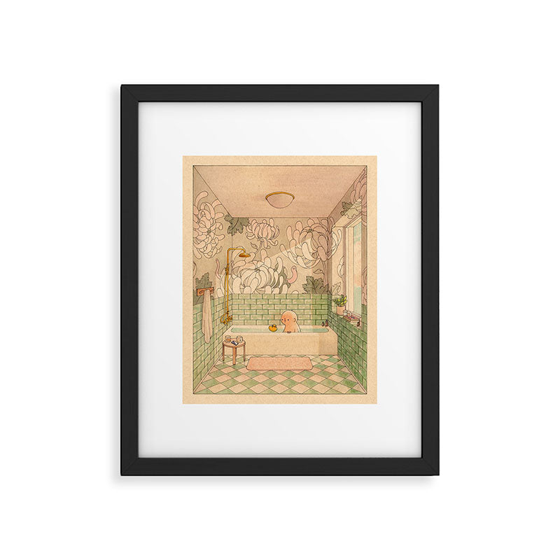 Bath in Green Framed Art Print Gallery Image 4