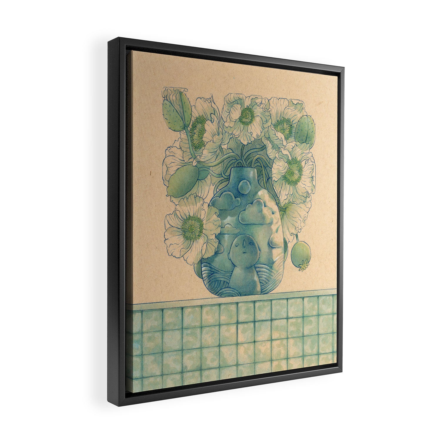 Blue Bud Vase Framed Canvas Print Gallery Image 2
