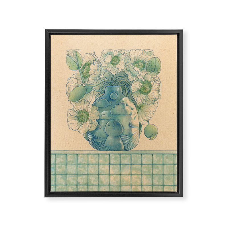 Blue Bud Vase Framed Canvas Print Gallery Image 6