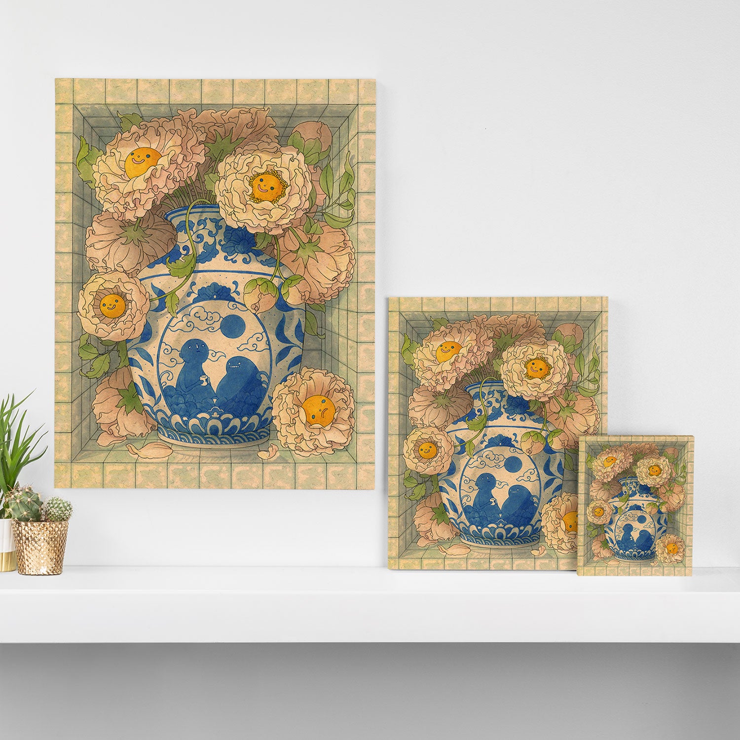 Blue Porcelain Vase Canvas Print Gallery Image 3