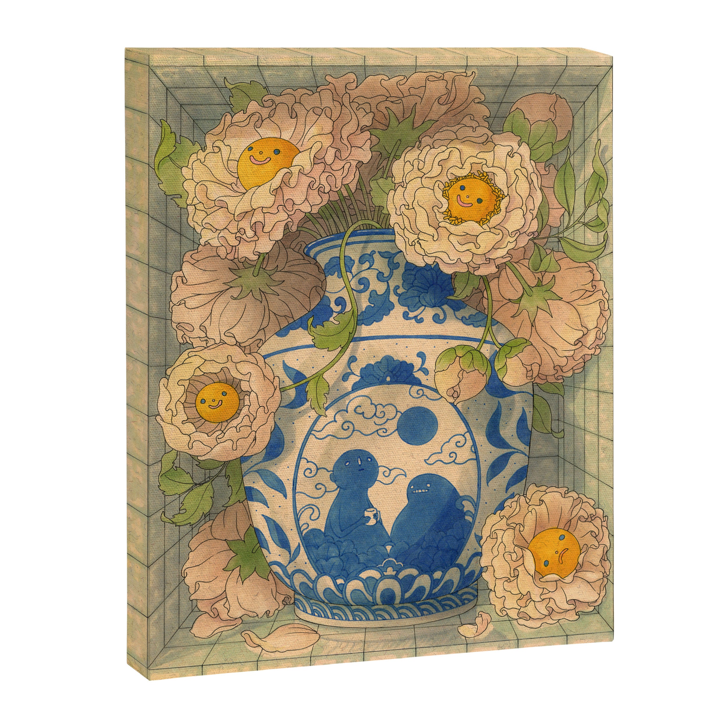Blue Porcelain Vase Canvas Print Gallery Image 3