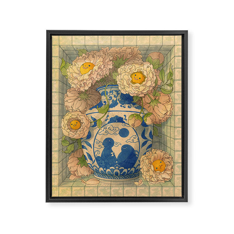Blue Porcelain Vase Framed Canvas Print Gallery Image 6