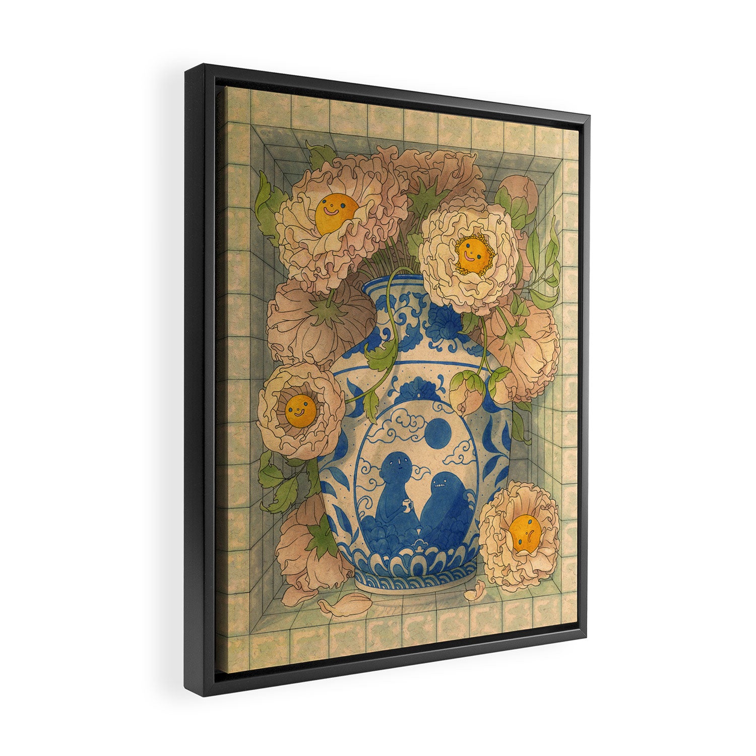 Blue Porcelain Vase Framed Canvas Print Gallery Image 2