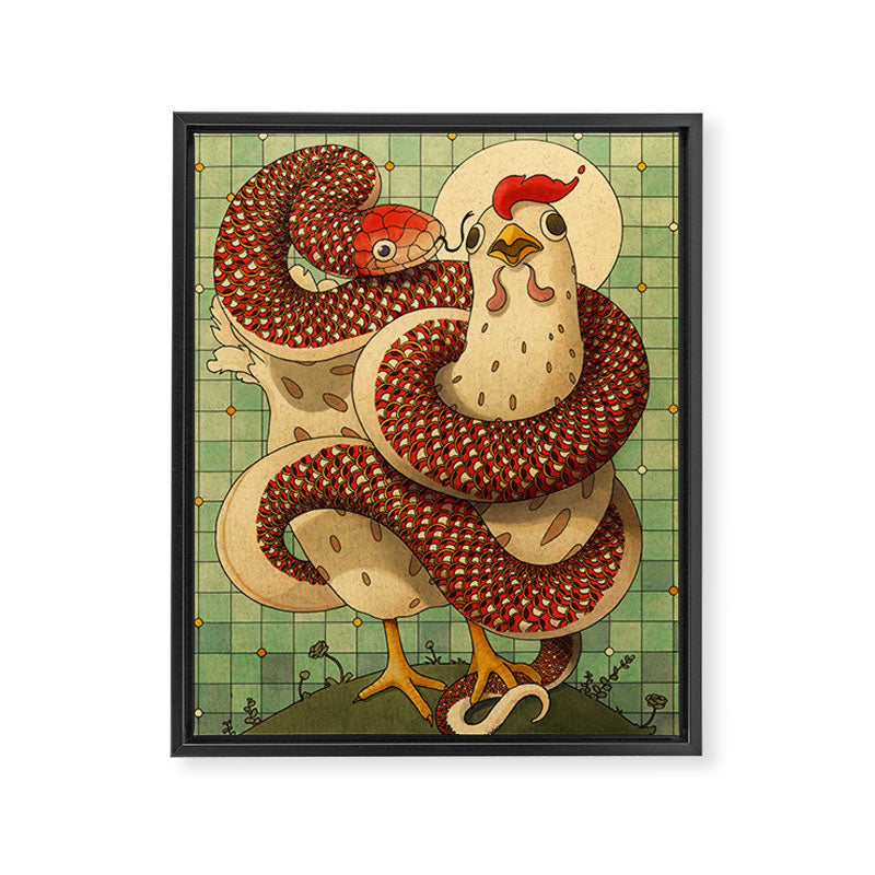Chicken and the Snake Framed Canvas Print Gallery Image 6