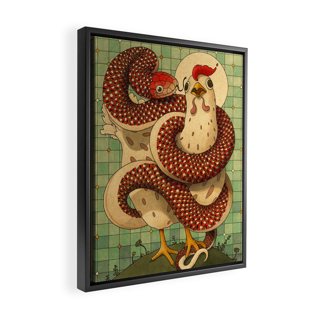Chicken and the Snake Framed Canvas Print Gallery Image 2
