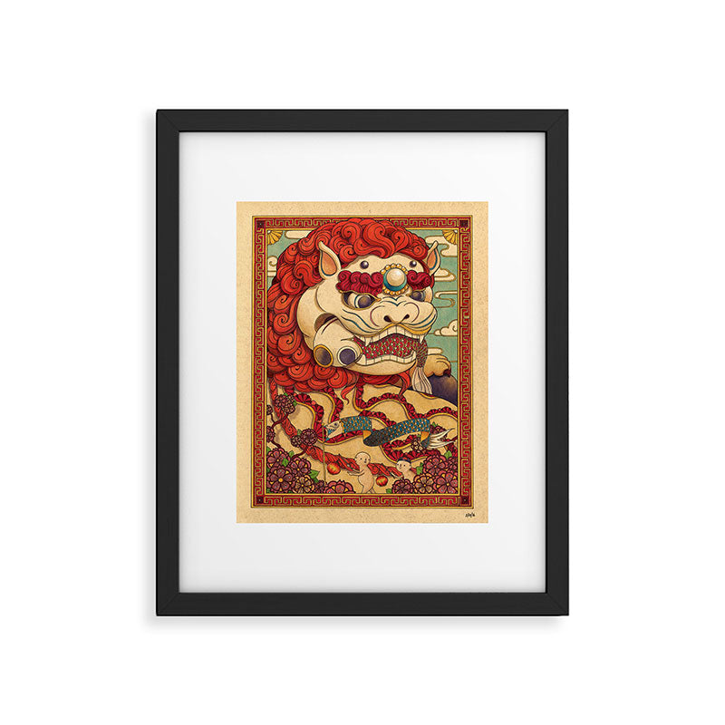 Chinese Lion Framed Art Print Gallery Image 4