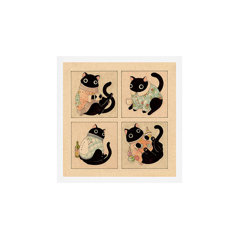 Christmas Sweater Cats Art Print Square Gallery Image 1
