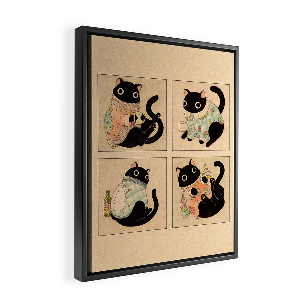 Christmas Sweater Cats Framed Canvas Print Gallery Image 2