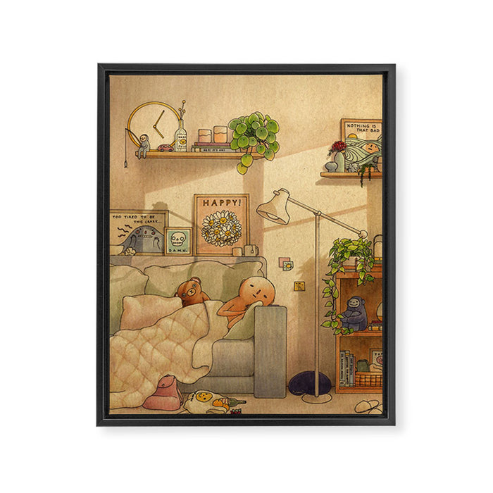 Couch Nap Framed Canvas Print Gallery Image 1