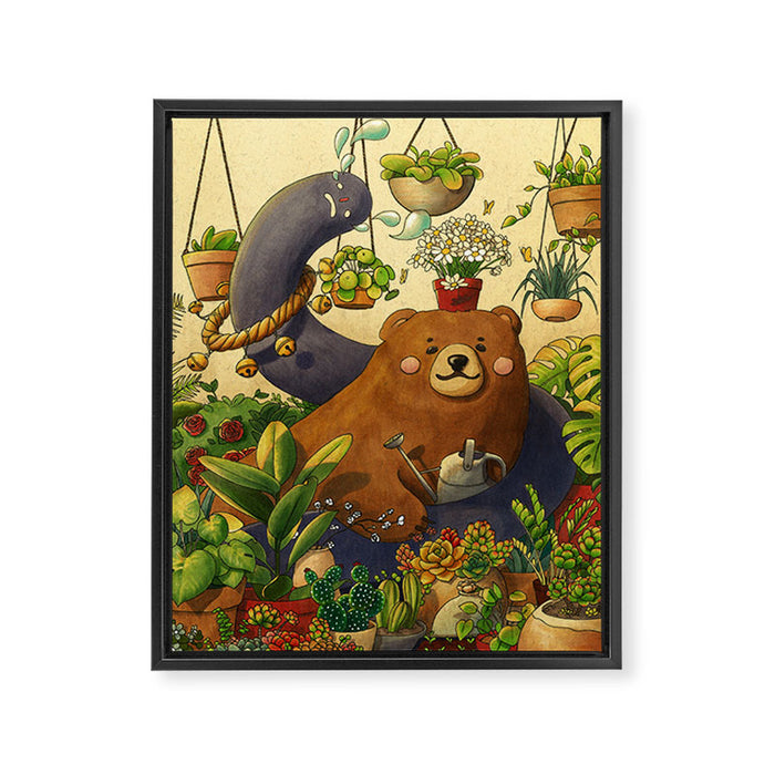Garden Bear Framed Canvas Print Gallery Image 1