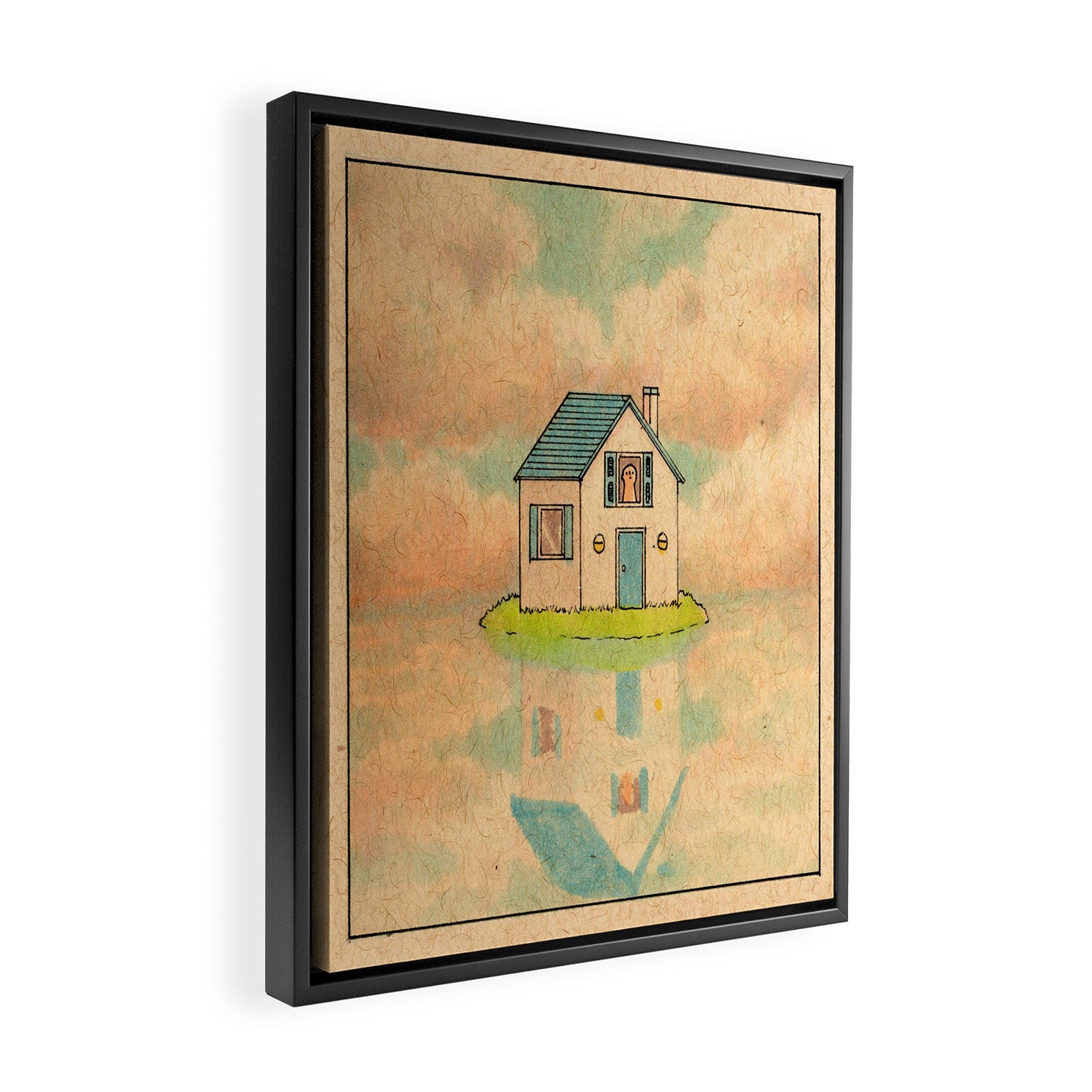 Little Blue House Framed Canvas Print Gallery Image 2