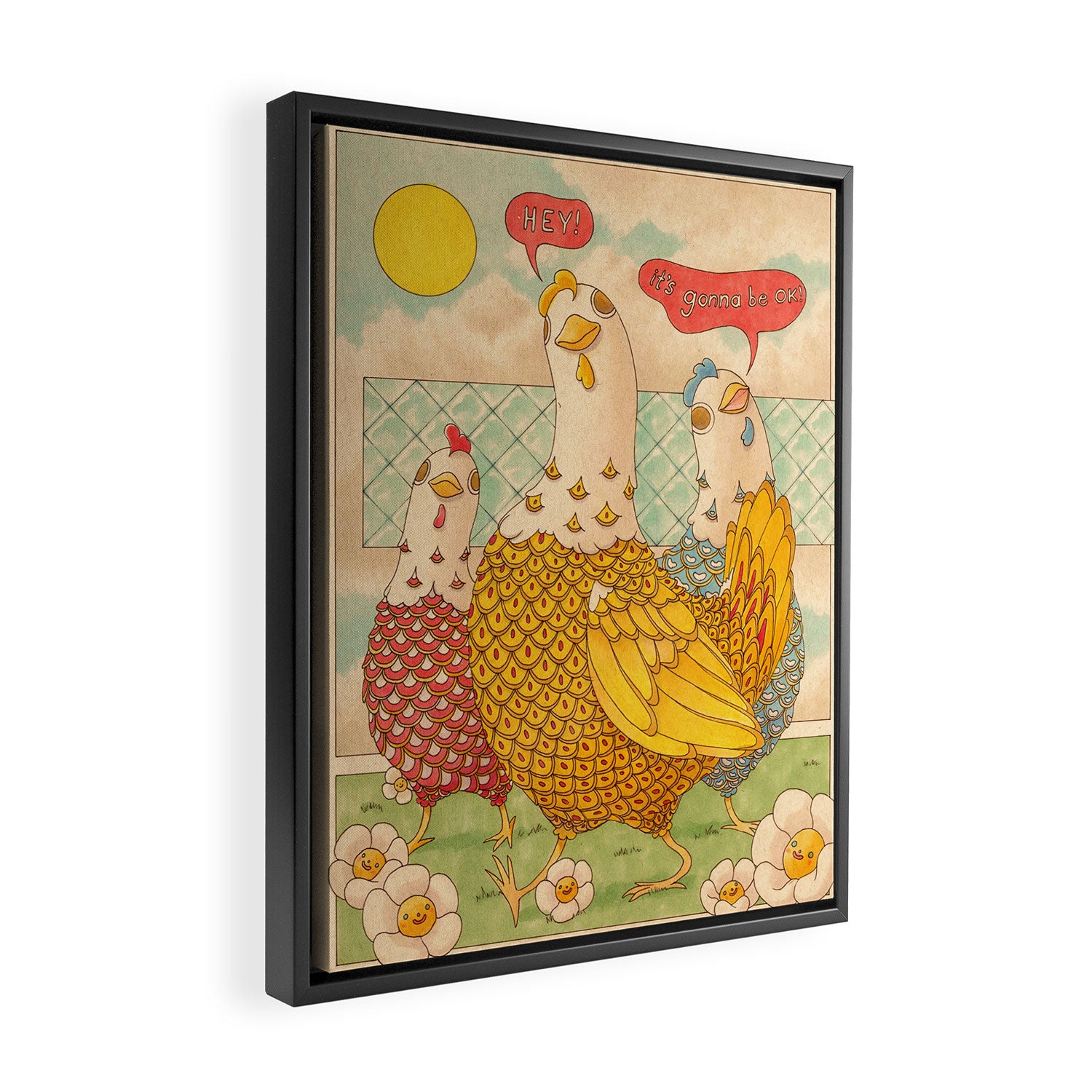 Motivational Chickens Framed Canvas Print Gallery Image 2
