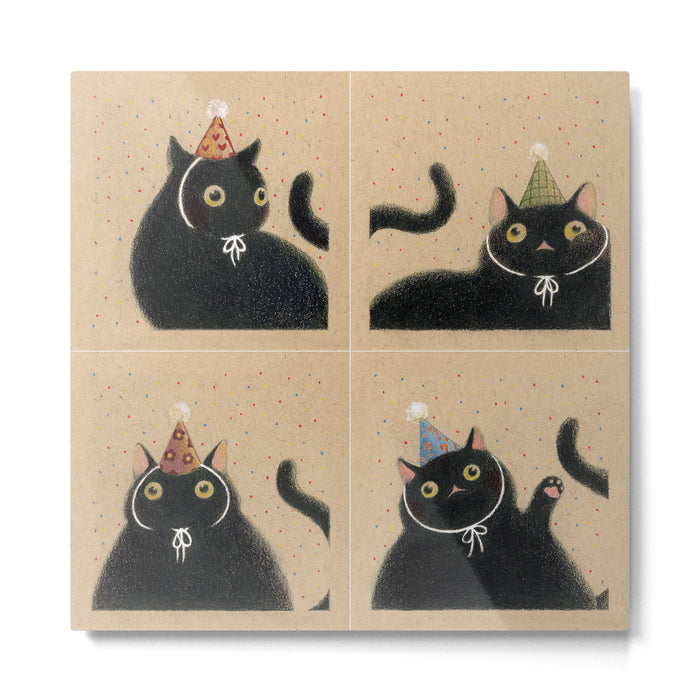 Party Cats in Party Hats 2 Metal Print Gallery Image 1