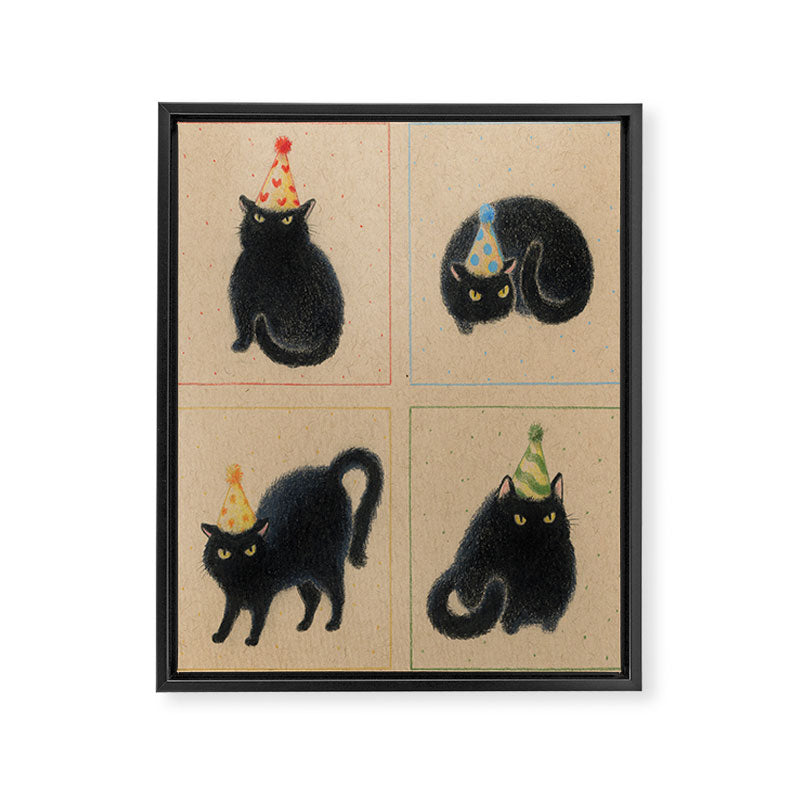 Party Cats in Party Hats Framed Canvas Print Gallery Image 8