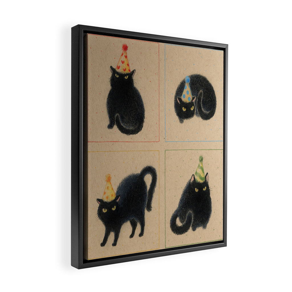 Party Cats in Party Hats Framed Canvas Print Gallery Image 2