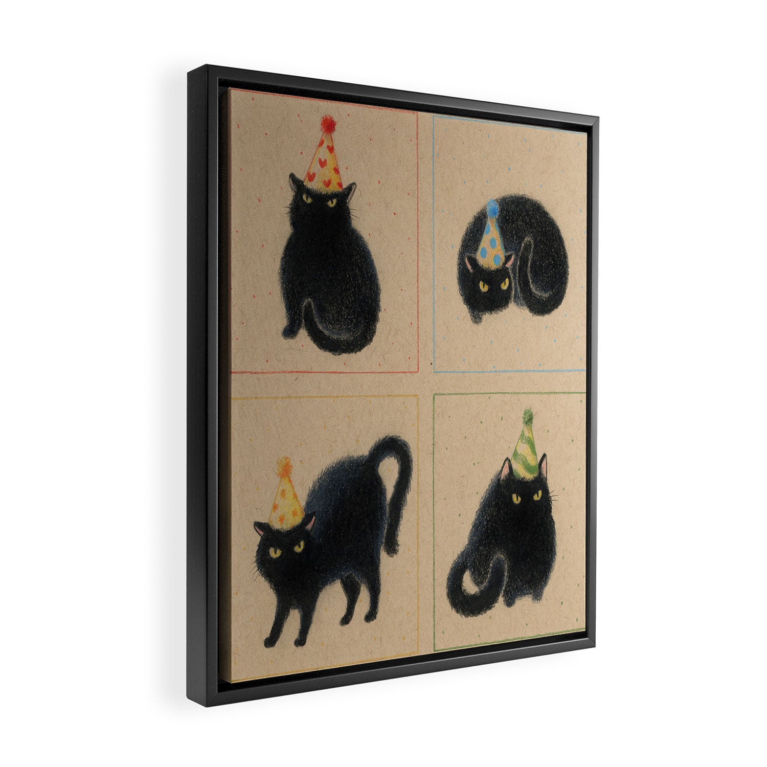 Party Cats in Party Hats Framed Canvas Print Gallery Image 2