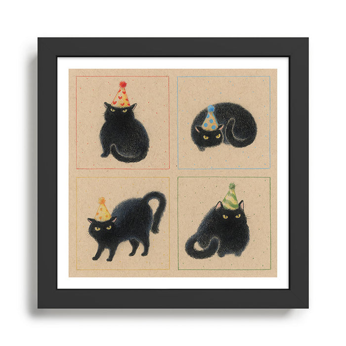 Party Cats in Party Hats Framed Art Print Gallery Image 1