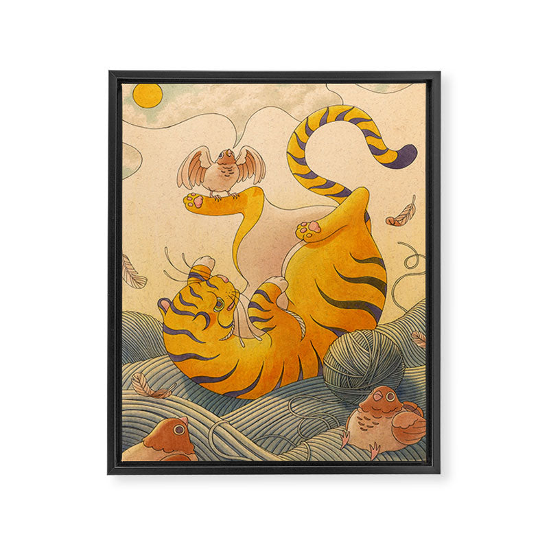 Perching Pigeon, Tumbling Tiger Framed Canvas Print Gallery Image 6