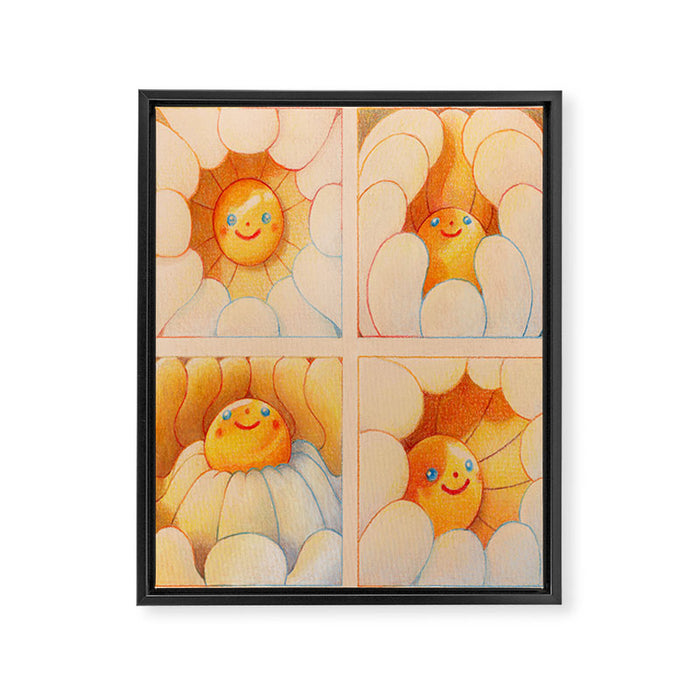 Rainbow Daisies Framed Canvas Print Gallery Image 1