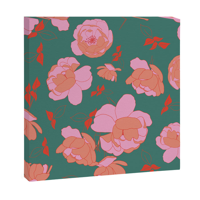 English Roses in Pink and Green Canvas Print Gallery Image 1