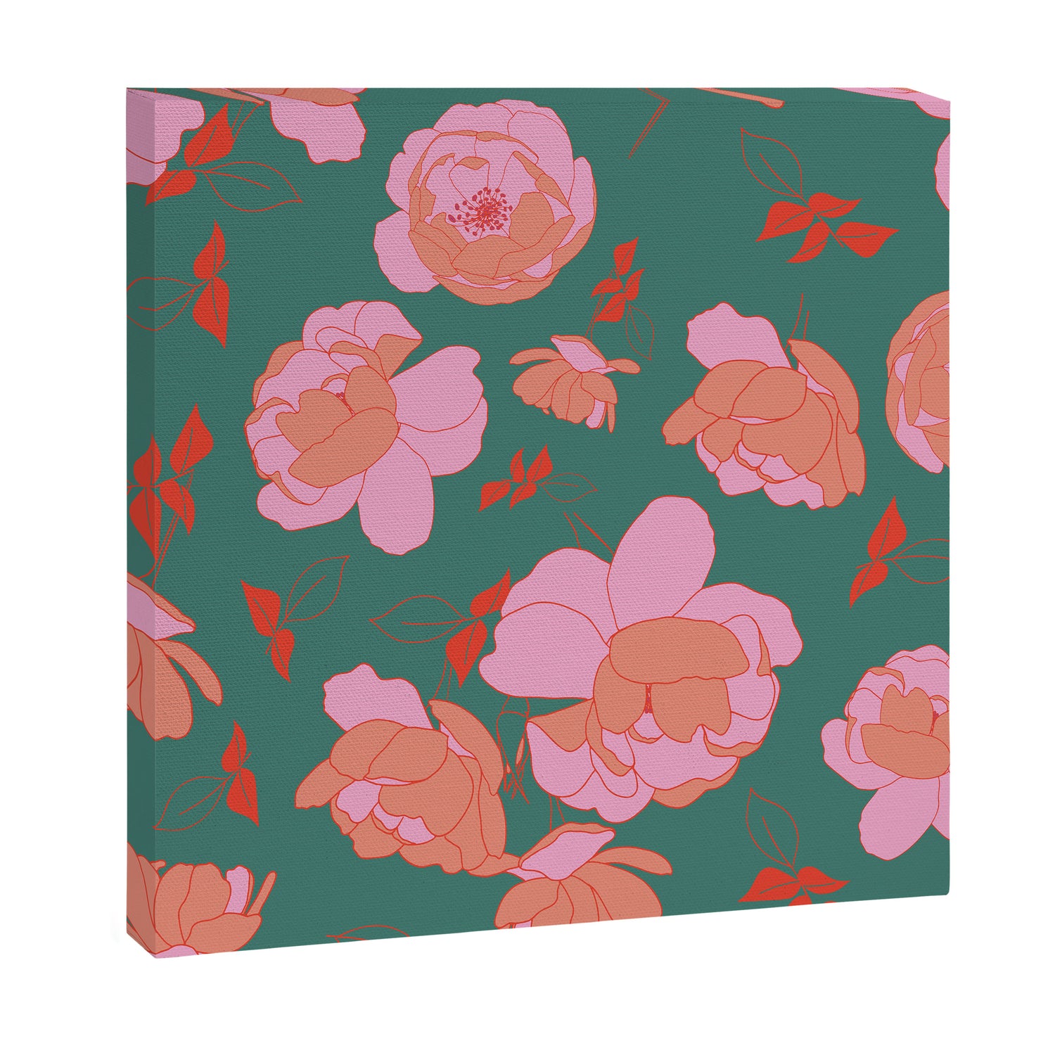 English Roses in Pink and Green Canvas Print Gallery Image 3