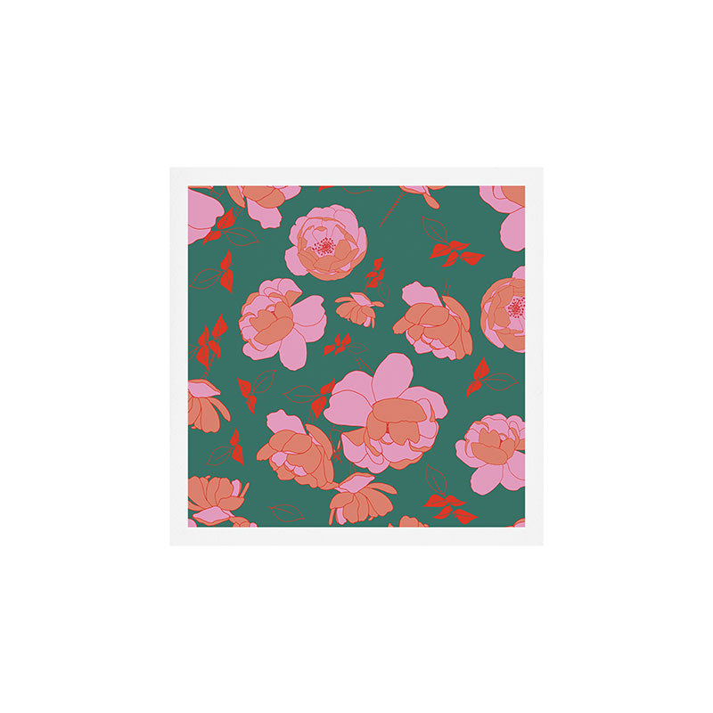 English Roses in Pink and Green Art Print Gallery Image 1