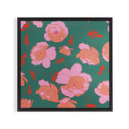 English Roses in Pink and Green Framed Canvas Print Gallery Image 3