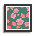 English Roses in Pink and Green Framed Art Print Gallery Image 1