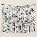 1932 Night-Club Map of Harlem, NY Centerfold from Manhattan Weekly by Elmer Simms Campbell Wall Tapestry Gallery Image 4