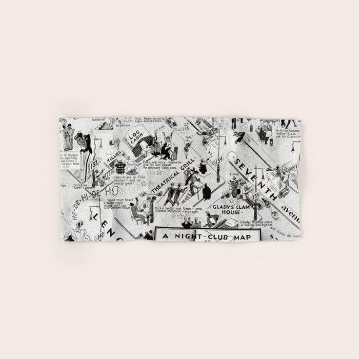 1932 Night-Club Map of Harlem, NY Centerfold from Manhattan Weekly by Elmer Simms Campbell Bath Towel Gallery Image 1