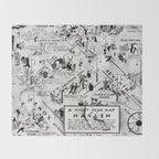 1932 Night-Club Map of Harlem, NY Centerfold from Manhattan Weekly by Elmer Simms Campbell Throw Blanket Gallery Image 2