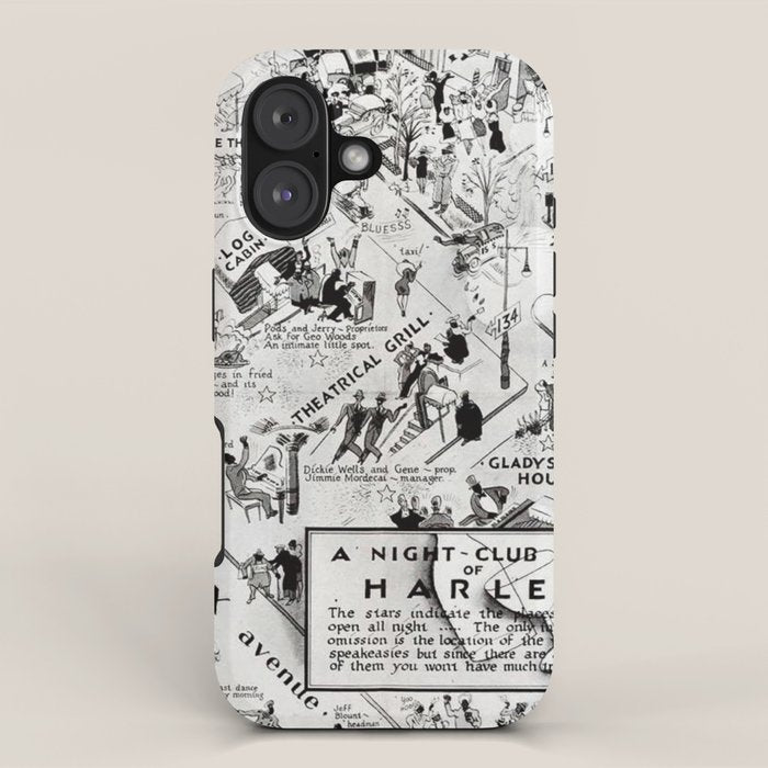 1932 Night-Club Map of Harlem, NY Centerfold from Manhattan Weekly by Elmer Simms Campbell iPhone Case Gallery Image 1