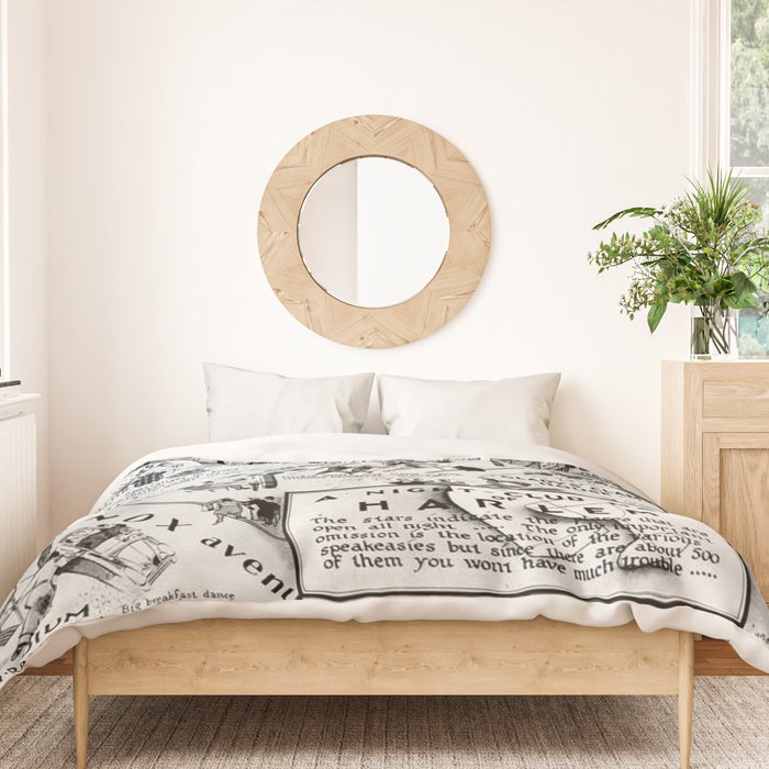 1932 Night-Club Map of Harlem, NY Centerfold from Manhattan Weekly by Elmer Simms Campbell Duvet Cover Gallery Image 3