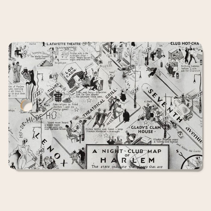 1932 Night-Club Map of Harlem, NY Centerfold from Manhattan Weekly by Elmer Simms Campbell Cutting Board Gallery Image 1