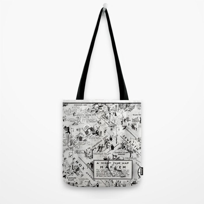 1932 Night-Club Map of Harlem, NY Centerfold from Manhattan Weekly by Elmer Simms Campbell Tote Bag Gallery Image 2