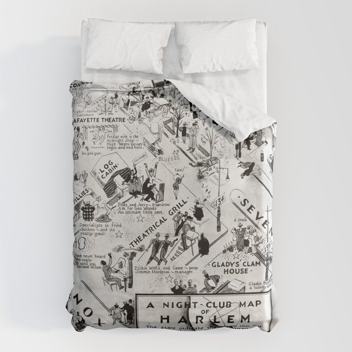 1932 Night-Club Map of Harlem, NY Centerfold from Manhattan Weekly by Elmer Simms Campbell Duvet Cover Gallery Image 6